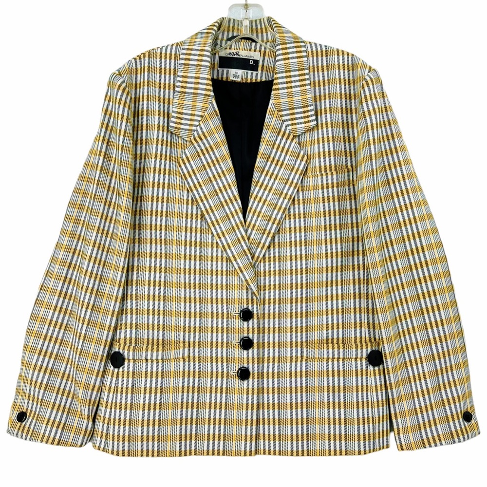 Vintage Yellow, Black and White Plaid Blazer by David Benjamin